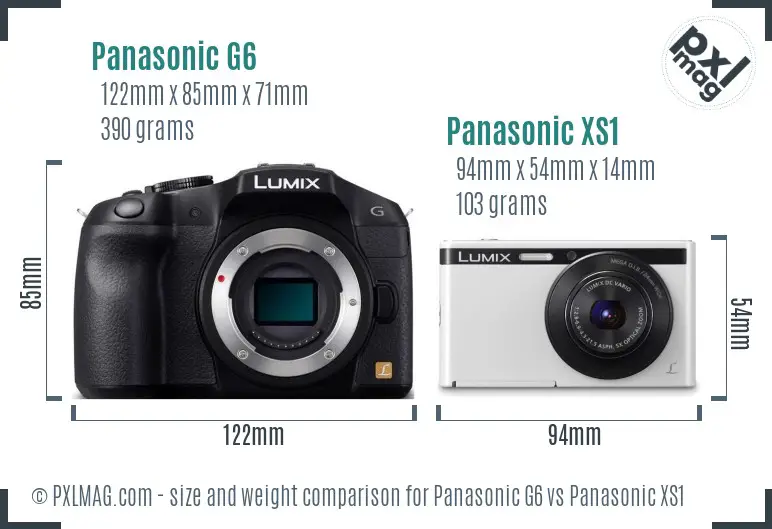 Panasonic G6 vs Panasonic XS1 size comparison