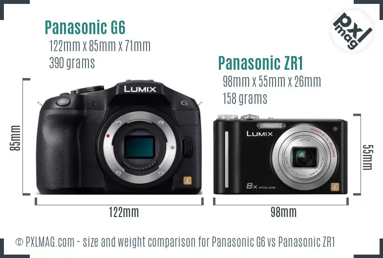 Panasonic G6 vs Panasonic ZR1 size comparison