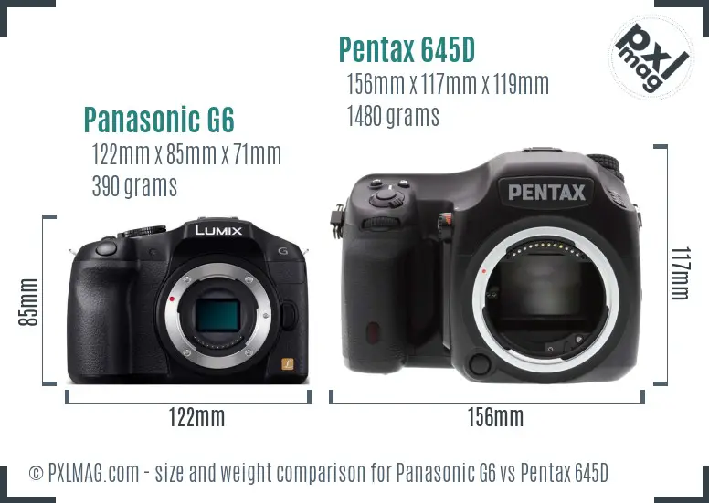 Panasonic G6 vs Pentax 645D size comparison