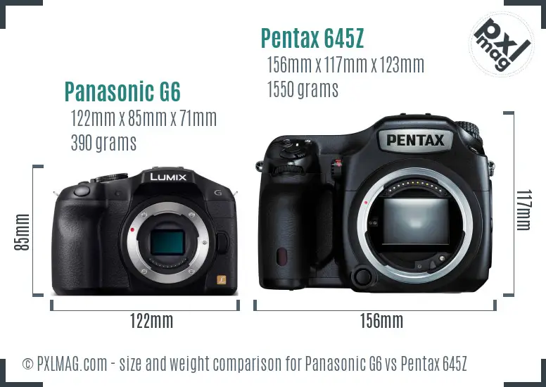 Panasonic G6 vs Pentax 645Z size comparison