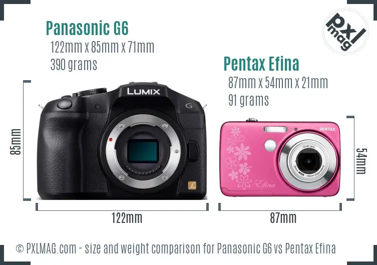 Panasonic G6 vs Pentax Efina size comparison