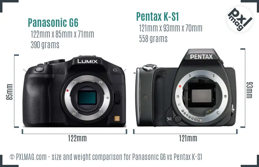 Panasonic G6 vs Pentax K-S1 size comparison