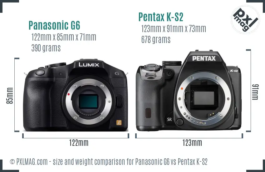 Panasonic G6 vs Pentax K-S2 size comparison