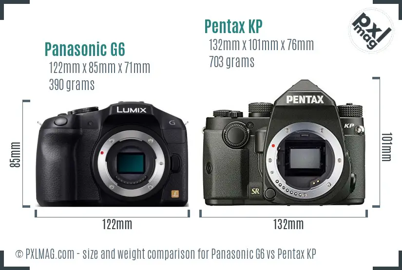 Panasonic G6 vs Pentax KP size comparison