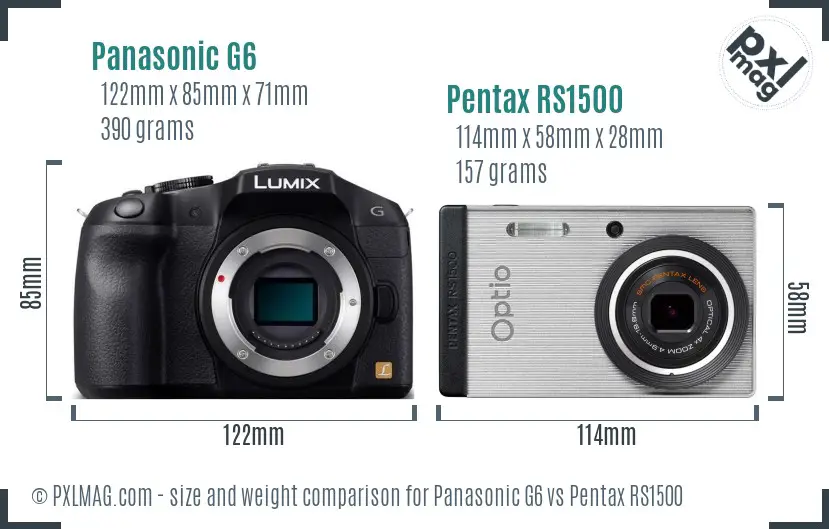 Panasonic G6 vs Pentax RS1500 size comparison