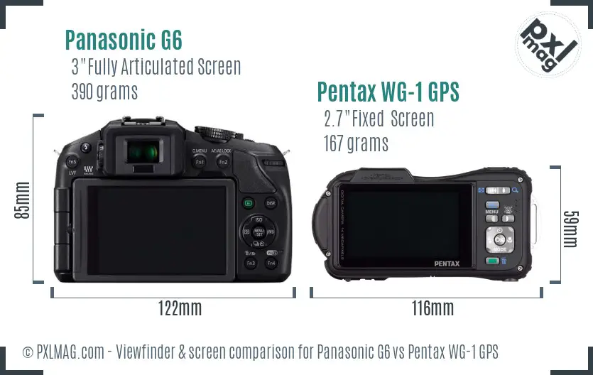 Panasonic G6 vs Pentax WG-1 GPS Screen and Viewfinder comparison