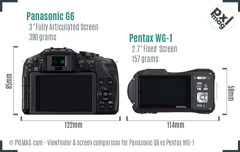 Panasonic G6 vs Pentax WG-1 Screen and Viewfinder comparison