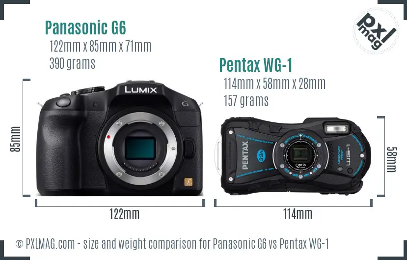 Panasonic G6 vs Pentax WG-1 size comparison