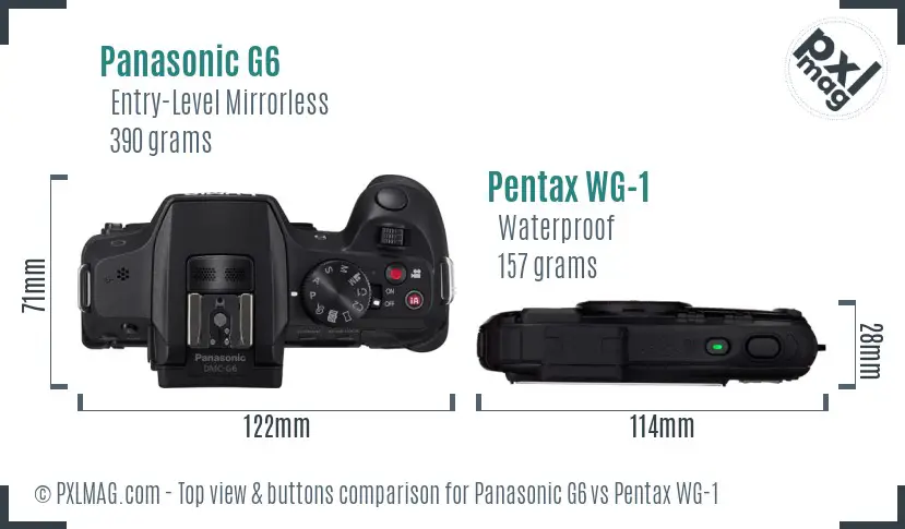 Panasonic G6 vs Pentax WG-1 top view buttons comparison
