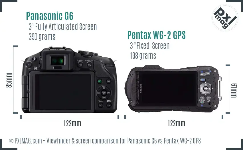 Panasonic G6 vs Pentax WG-2 GPS Screen and Viewfinder comparison