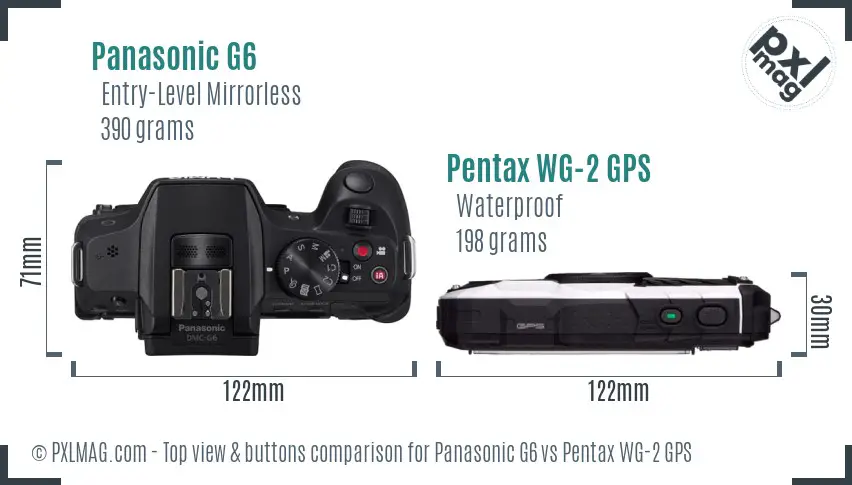 Panasonic G6 vs Pentax WG-2 GPS top view buttons comparison
