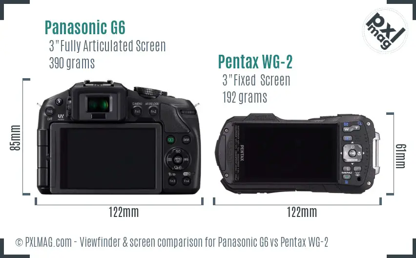 Panasonic G6 vs Pentax WG-2 Screen and Viewfinder comparison