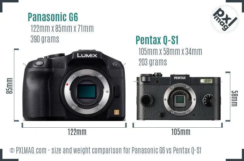 Panasonic G6 vs Pentax Q-S1 size comparison
