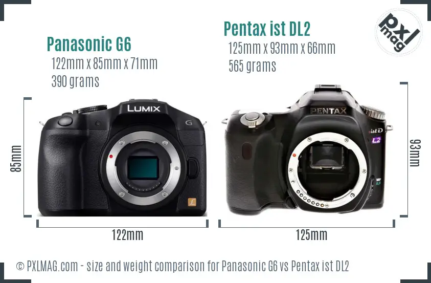 Panasonic G6 vs Pentax ist DL2 size comparison
