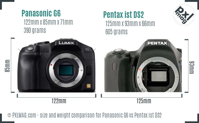 Panasonic G6 vs Pentax ist DS2 size comparison