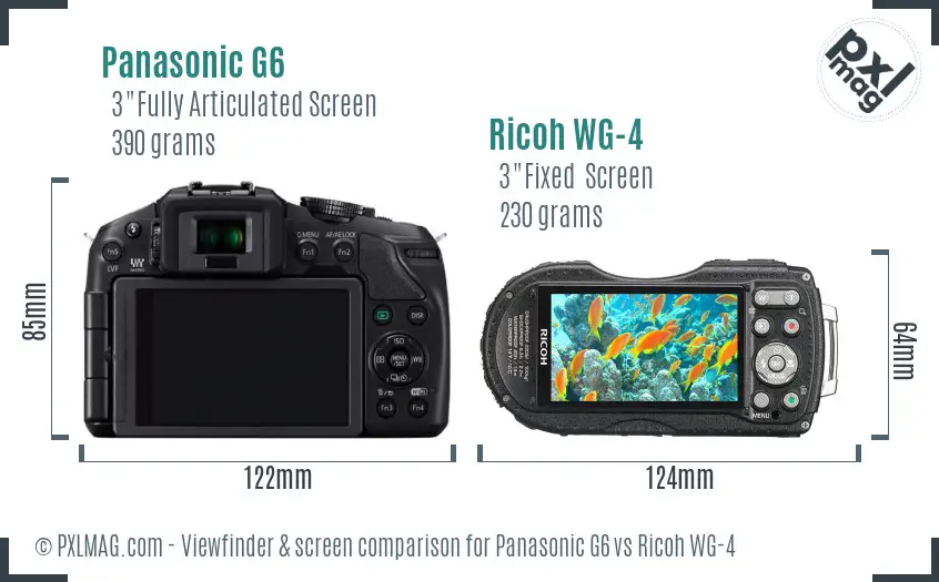 Panasonic G6 vs Ricoh WG-4 Screen and Viewfinder comparison
