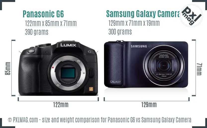 Panasonic G6 vs Samsung Galaxy Camera size comparison Panasonic G6 vs Samsung Galaxy Camera size comparison