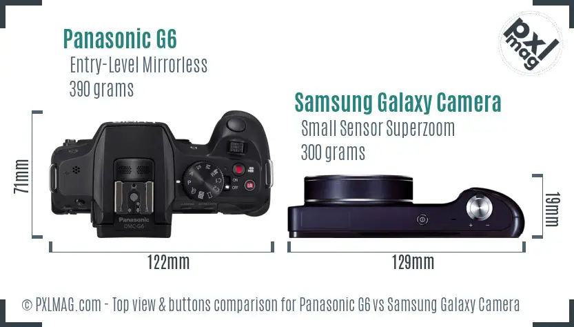 Panasonic G6 vs Samsung Galaxy Camera top view buttons comparison