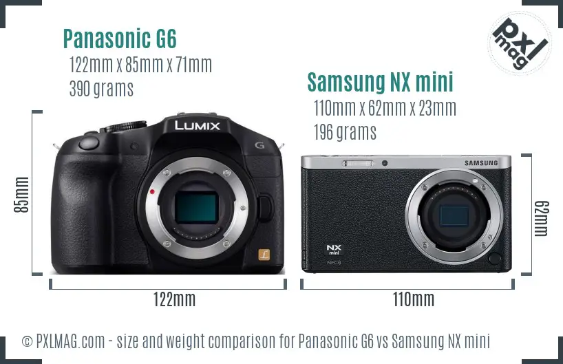 Panasonic G6 vs Samsung NX mini size comparison