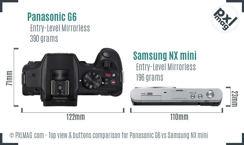 Panasonic G6 vs Samsung NX mini top view buttons comparison