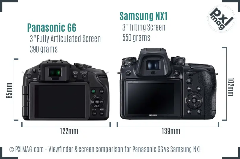 Panasonic G6 vs Samsung NX1 Screen and Viewfinder comparison
