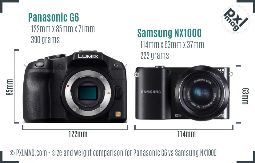 Panasonic G6 vs Samsung NX1000 size comparison