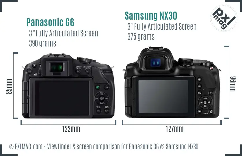 Panasonic G6 vs Samsung NX30 Screen and Viewfinder comparison Panasonic G6 vs Samsung NX30 Screen and Viewfinder comparison