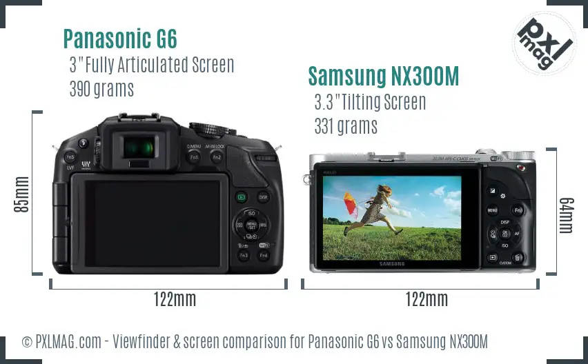 Panasonic G6 vs Samsung NX300M Screen and Viewfinder comparison Panasonic G6 vs Samsung NX300M Screen and Viewfinder comparison