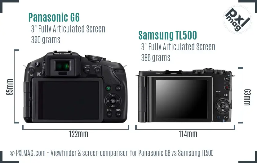 Panasonic G6 vs Samsung TL500 Screen and Viewfinder comparison