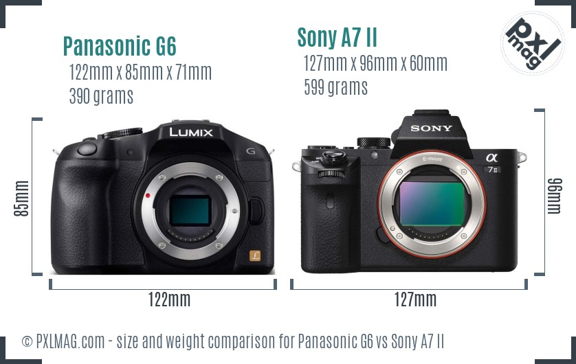 Panasonic G6 vs Sony A7 II size comparison