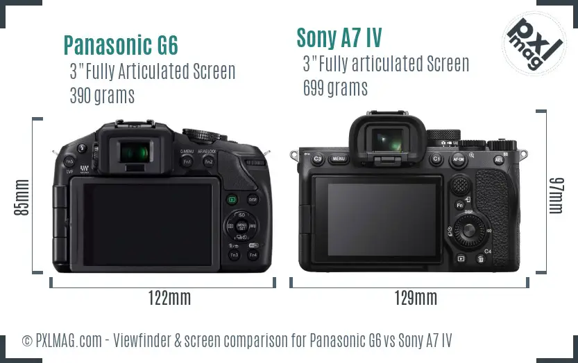 Panasonic G6 vs Sony A7 IV Screen and Viewfinder comparison Panasonic G6 vs Sony A7 IV Screen and Viewfinder comparison