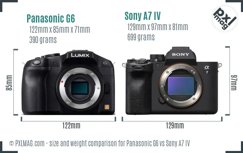 Panasonic G6 vs Sony A7 IV size comparison Panasonic G6 vs Sony A7 IV size comparison