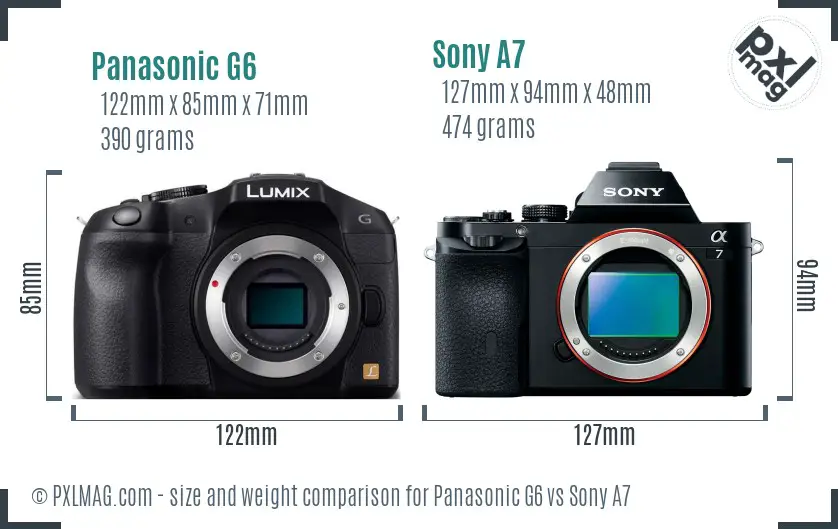 Panasonic G6 vs Sony A7 size comparison Panasonic G6 vs Sony A7 size comparison