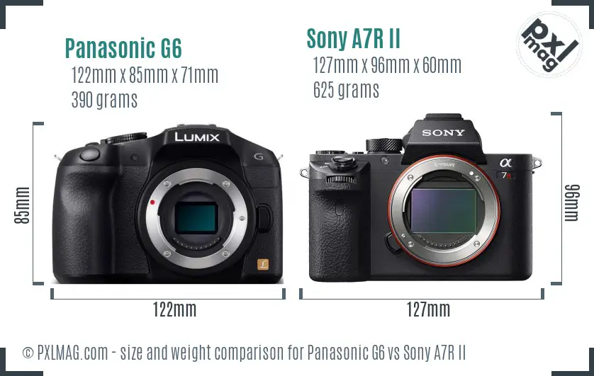 Panasonic G6 vs Sony A7R II size comparison Panasonic G6 vs Sony A7R II size comparison