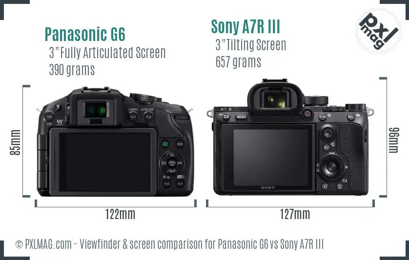 Panasonic G6 vs Sony A7R III Screen and Viewfinder comparison Panasonic G6 vs Sony A7R III Screen and Viewfinder comparison
