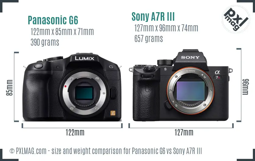 Panasonic G6 vs Sony A7R III size comparison Panasonic G6 vs Sony A7R III size comparison