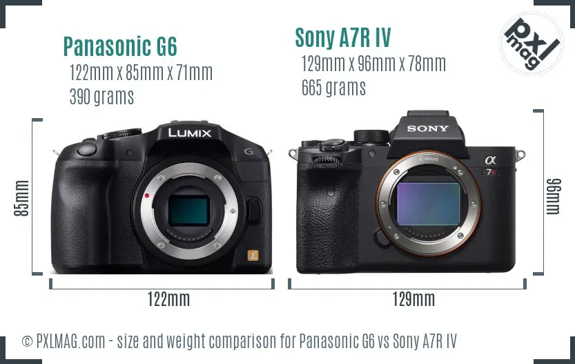 Panasonic G6 vs Sony A7R IV size comparison