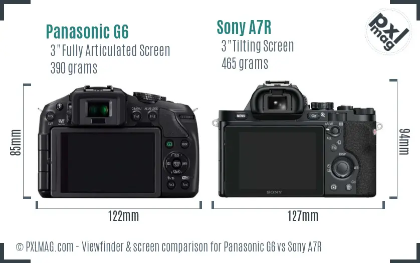 Panasonic G6 vs Sony A7R Screen and Viewfinder comparison