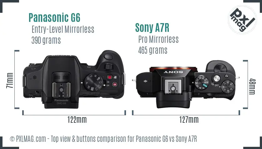 Panasonic G6 vs Sony A7R top view buttons comparison