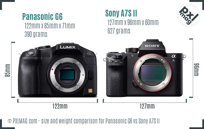 Panasonic G6 vs Sony A7S II size comparison