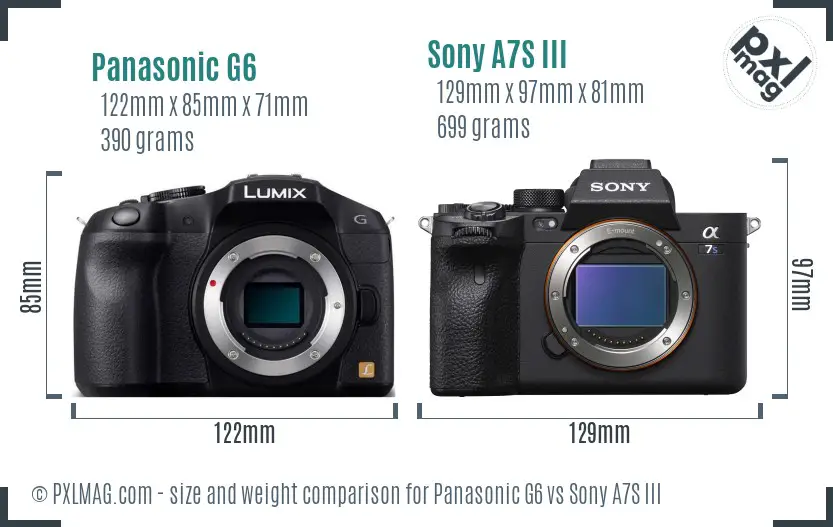 Panasonic G6 vs Sony A7S III size comparison