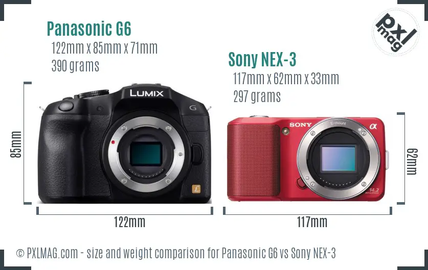 Panasonic G6 vs Sony NEX-3 size comparison
