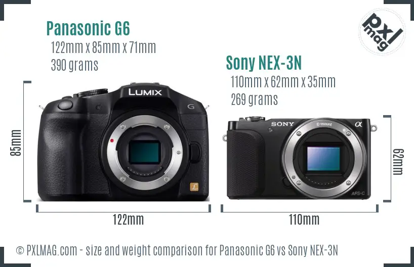 Panasonic G6 vs Sony NEX-3N size comparison