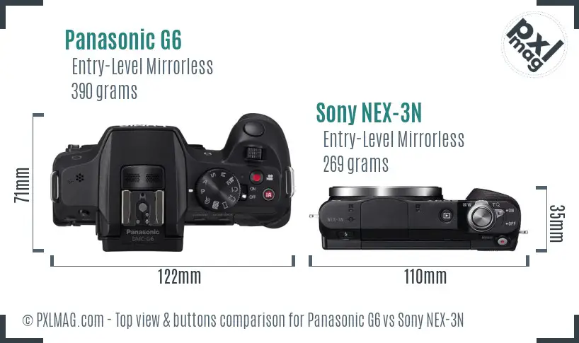 Panasonic G6 vs Sony NEX-3N top view buttons comparison