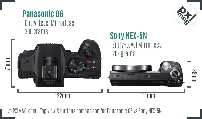 Panasonic G6 vs Sony NEX-5N top view buttons comparison