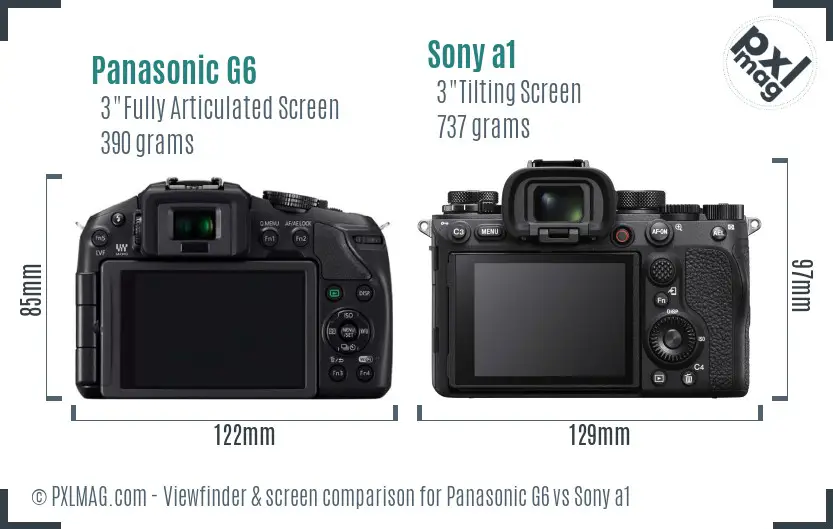 Panasonic G6 vs Sony a1 Screen and Viewfinder comparison Panasonic G6 vs Sony a1 Screen and Viewfinder comparison