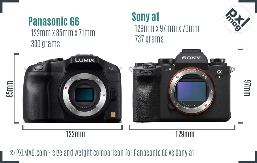 Panasonic G6 vs Sony a1 size comparison Panasonic G6 vs Sony a1 size comparison