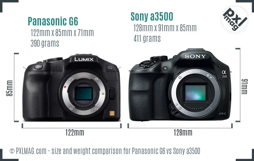 Panasonic G6 vs Sony a3500 size comparison