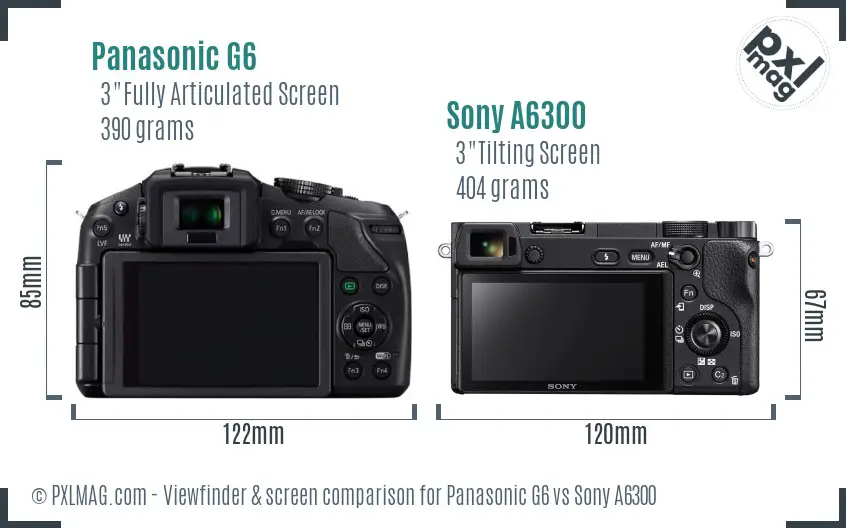 Panasonic G6 vs Sony A6300 Screen and Viewfinder comparison Panasonic G6 vs Sony A6300 Screen and Viewfinder comparison