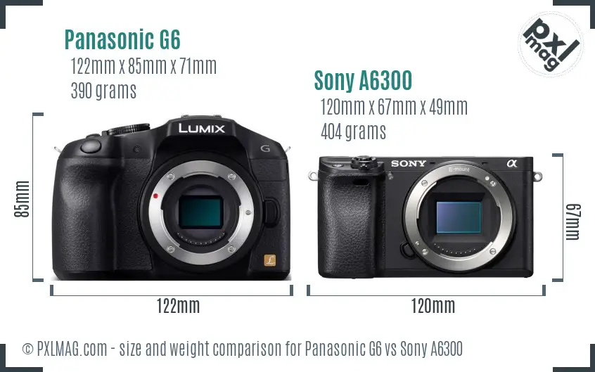 Panasonic G6 vs Sony A6300 size comparison Panasonic G6 vs Sony A6300 size comparison